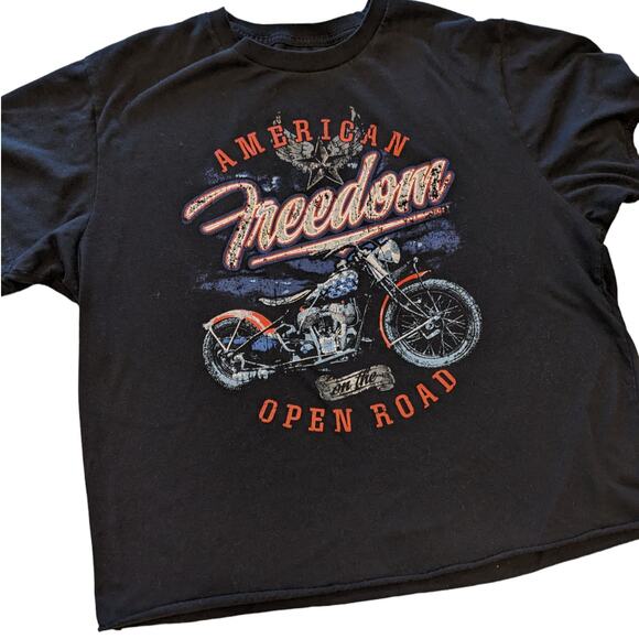 Vintage American Freedom On The Open Road Celebrate Patriotic Womens XL Biker - Picture 2 of 12